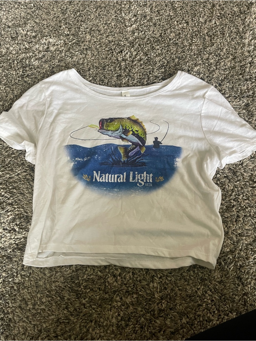 Bella Canvas White Tee with Blue and Green Bass Fishing Graphic